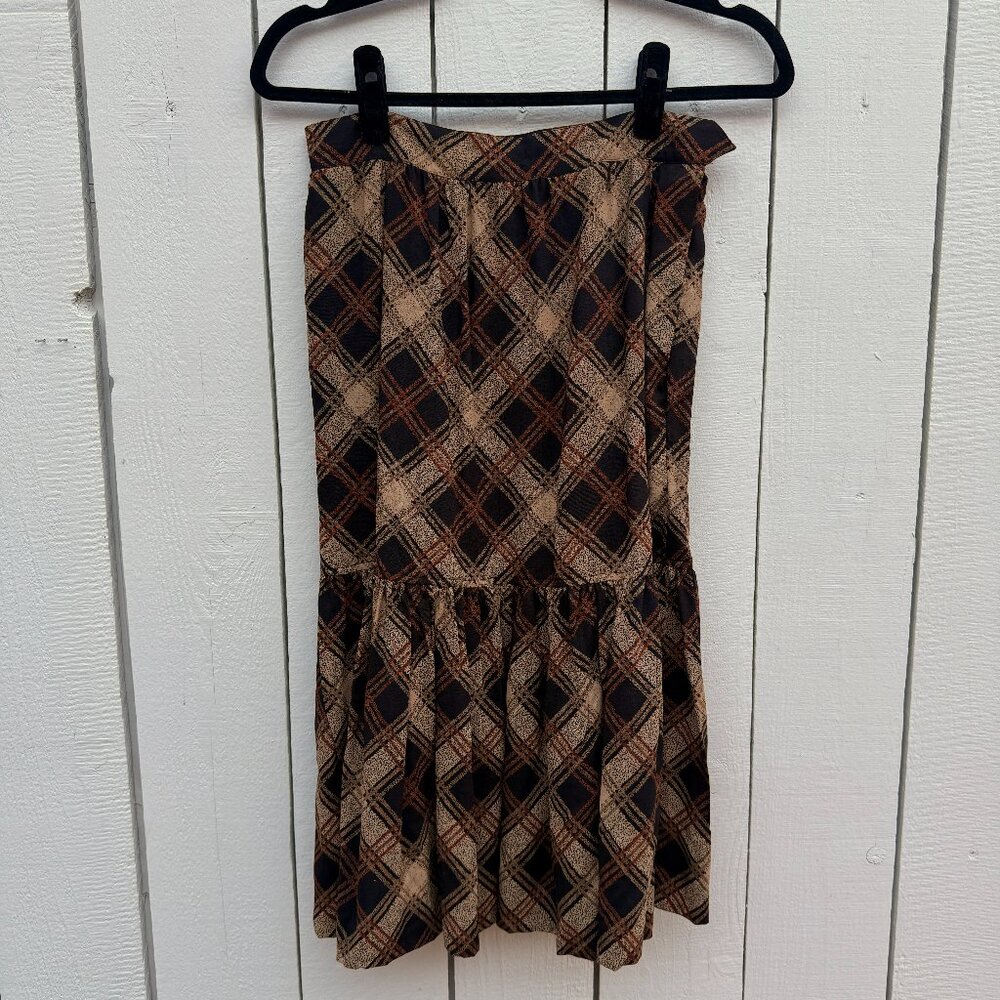 Vintage Yves Saint Laurent Plaid Midi Skirt